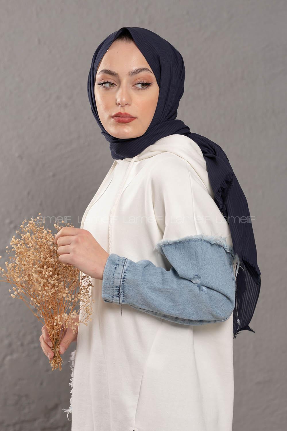 Modalamelif Lacivert Stor Desen Şal