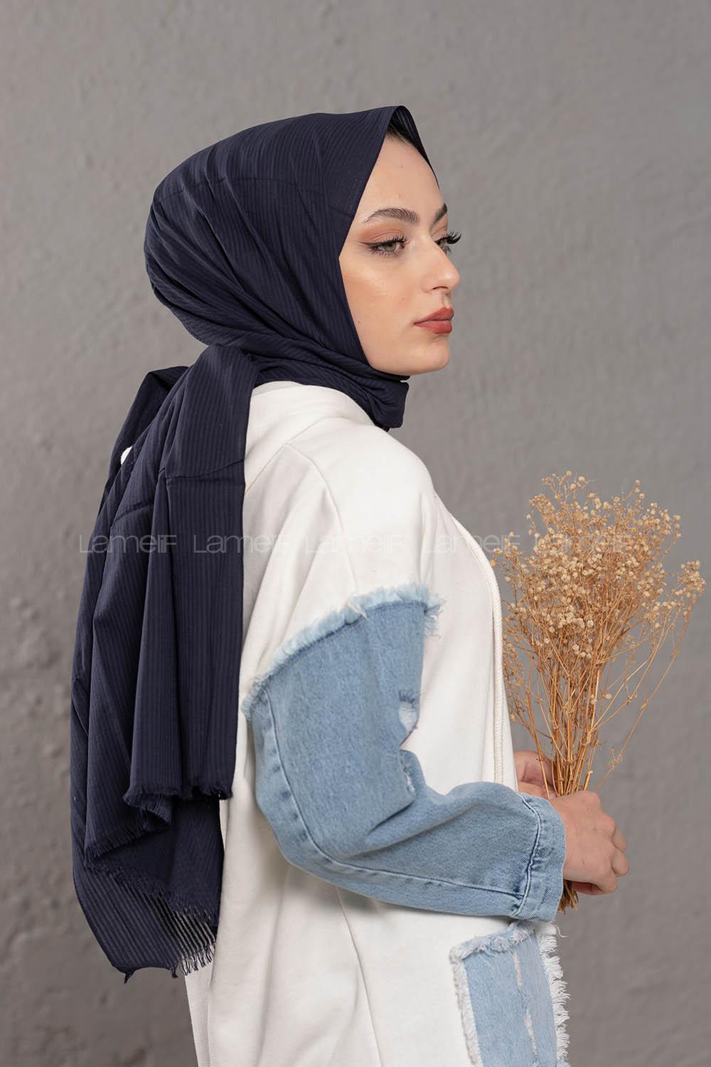 Modalamelif Lacivert Stor Desen Şal