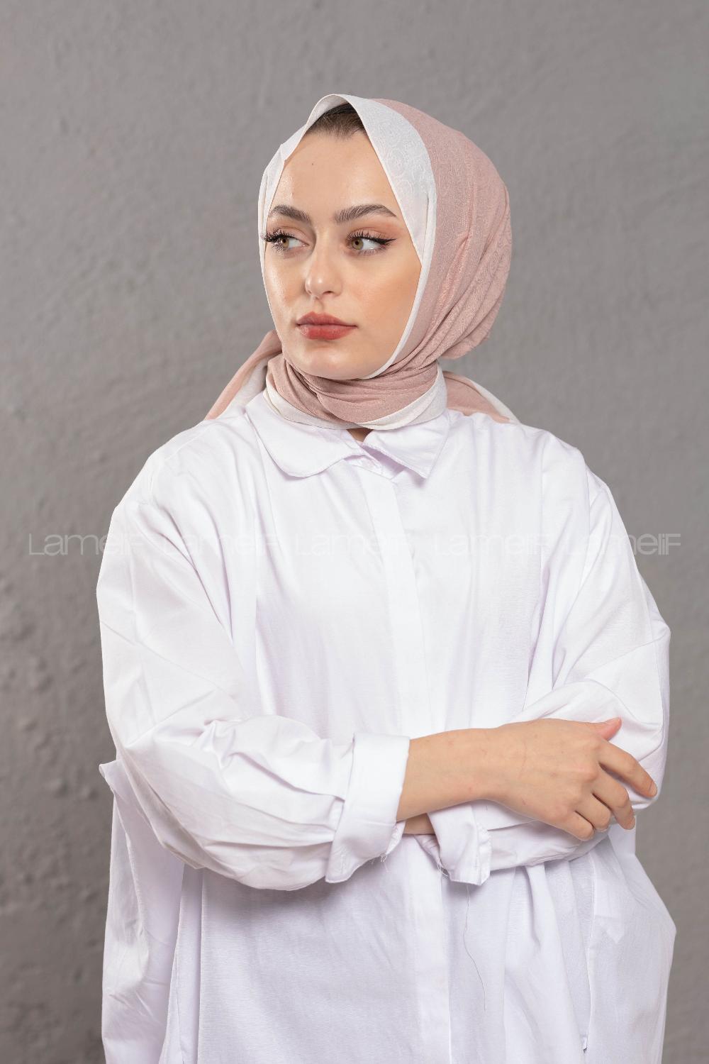 Modalamelif Pudra Ekru Monogram Şal