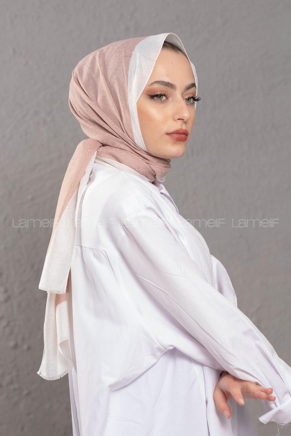 Modalamelif Pudra Ekru Monogram Şal