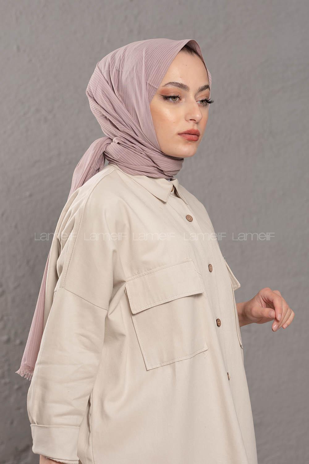 Modalamelif Soft lila Stor  Desen Şal