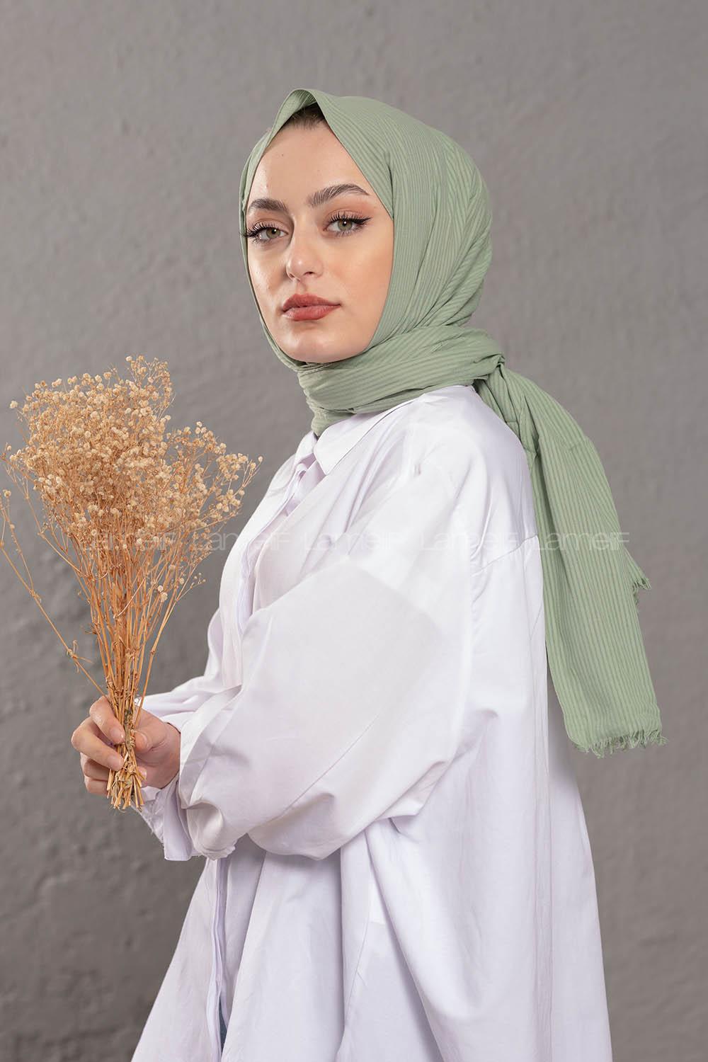 Modalamelif Su Yeşili Stor  Desen Şal