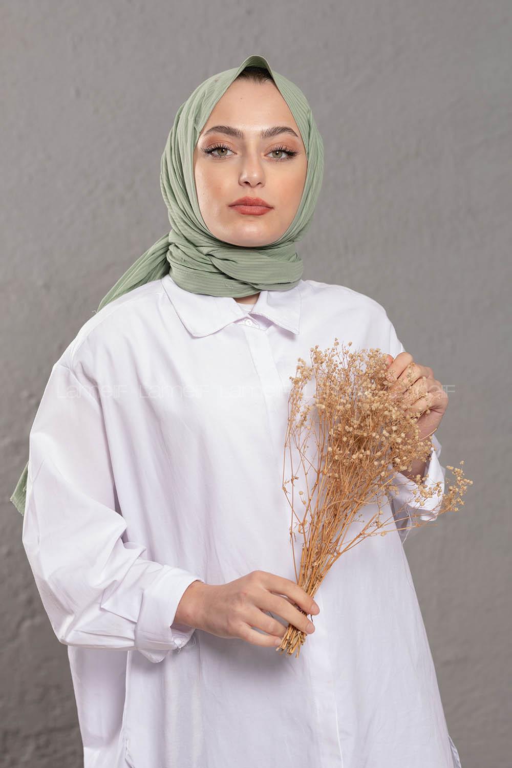 Modalamelif Su Yeşili Stor  Desen Şal