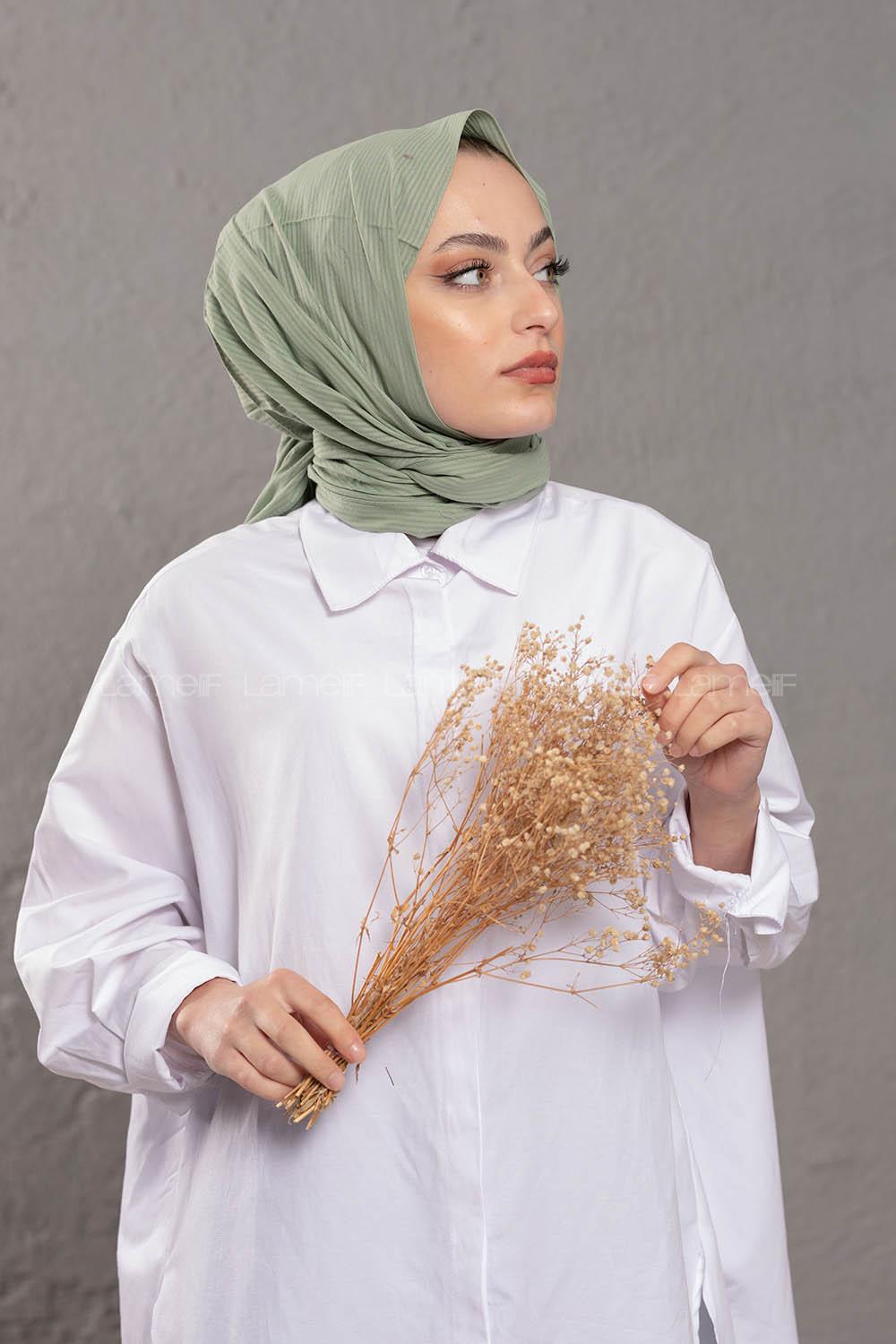 Modalamelif Su Yeşili Stor  Desen Şal