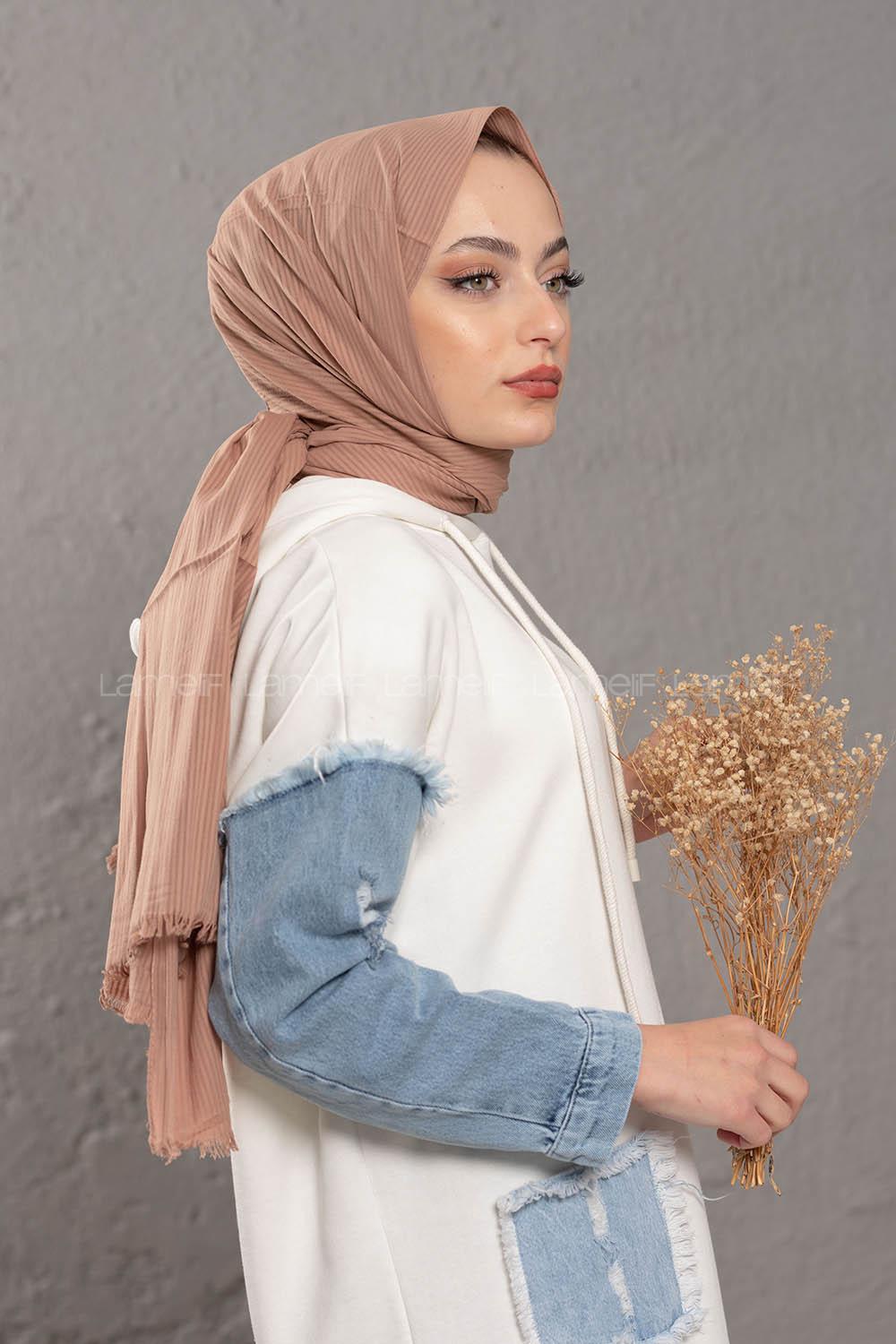 Modalamelif Sütlü Kahve Stor Desen Şal