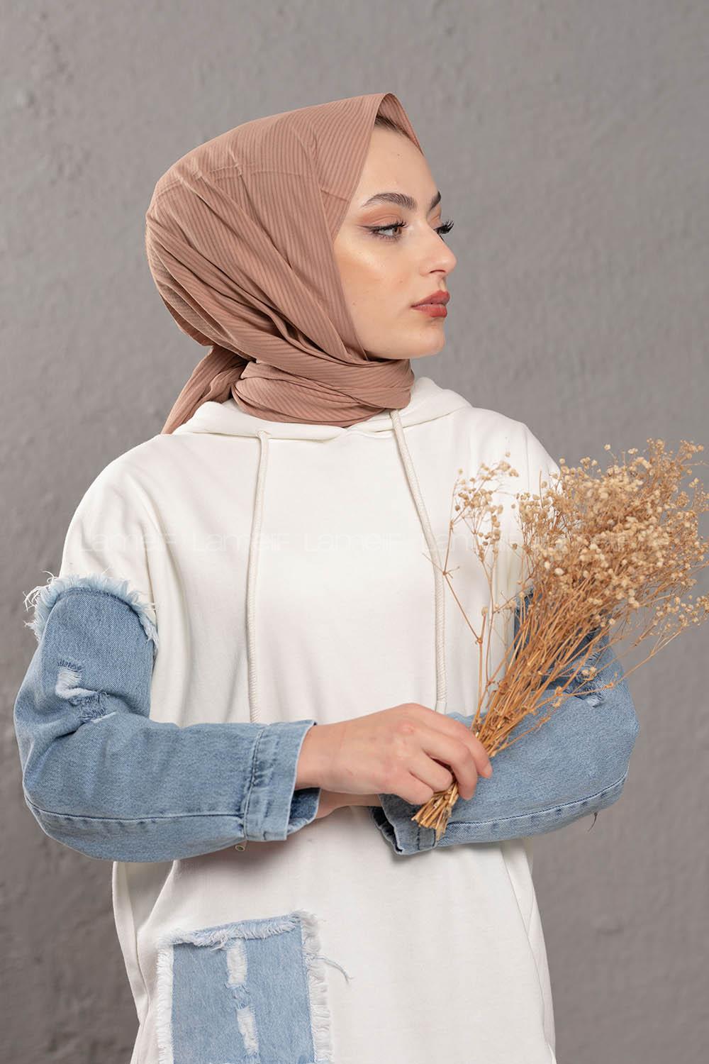 Modalamelif Sütlü Kahve Stor Desen Şal