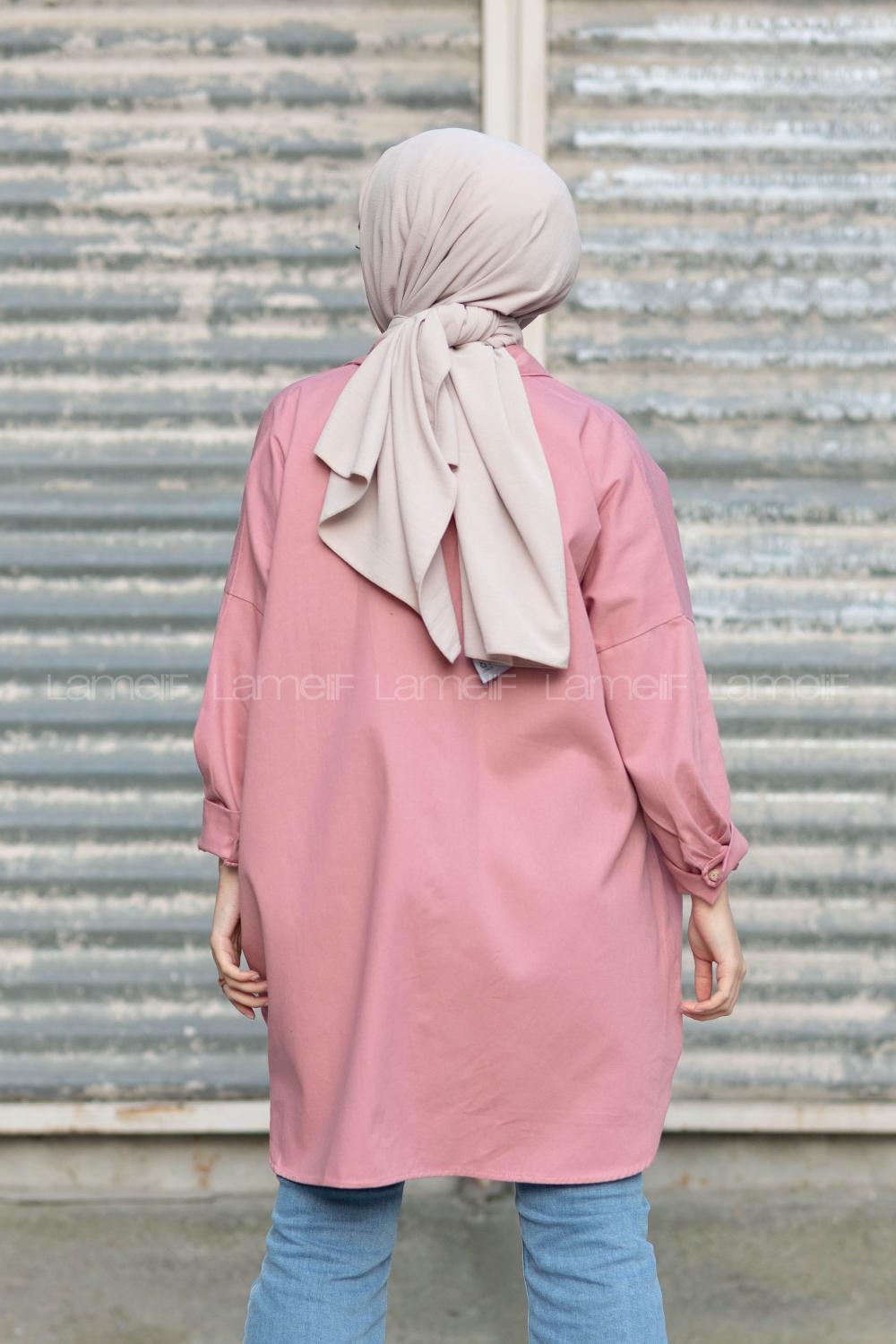 Modalamelif Çift Cepli Gabardin Gömlek Pudra