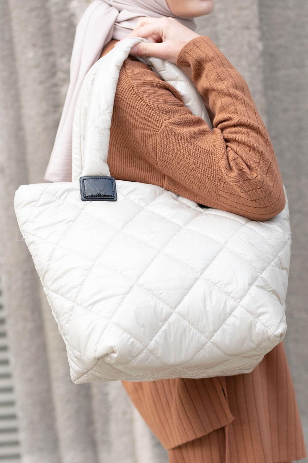 Lamelif Kapitone Yıkamalı Taş Rengi Omuz Çanta