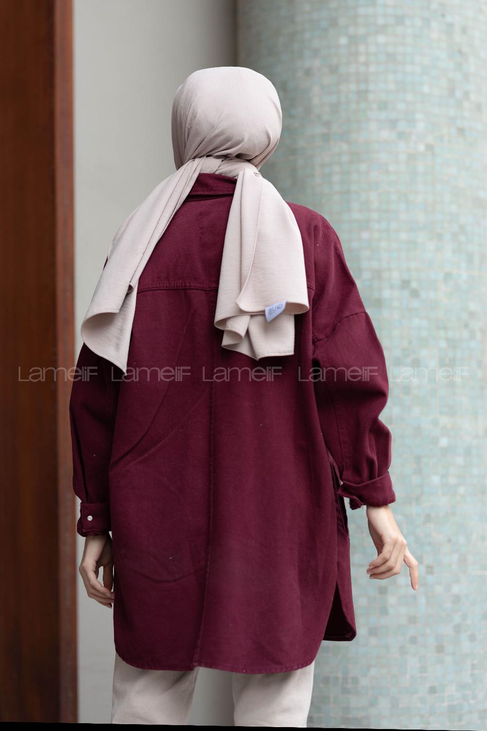Modalamelif Oversize Cepli Kot Ceket Bordo
