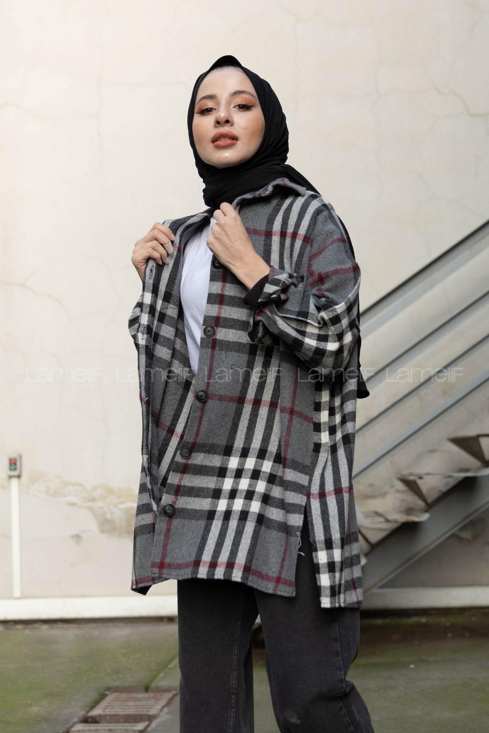 Modalamelif Tek Cepli Oduncu Gömlek Bordo Gri