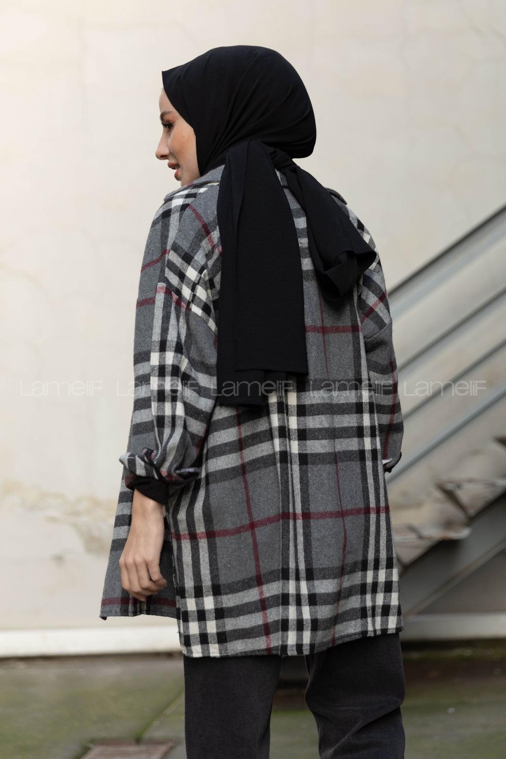 Modalamelif Tek Cepli Oduncu Gömlek Bordo Gri