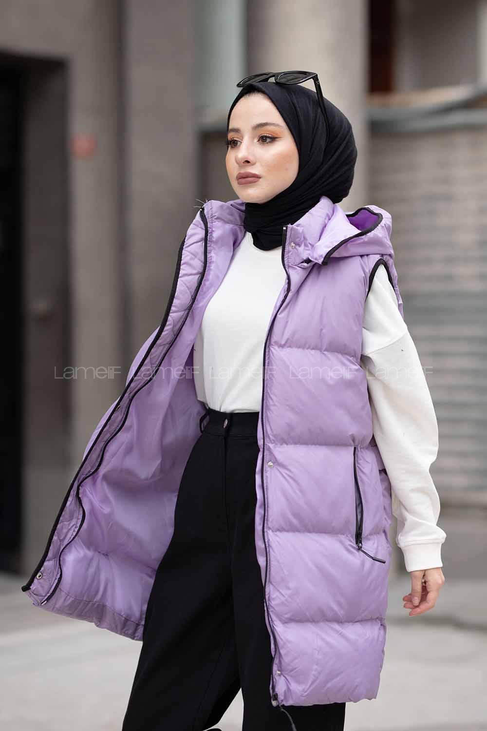 Modalamelif Arkası Lastikli Şişme Yelek Lila