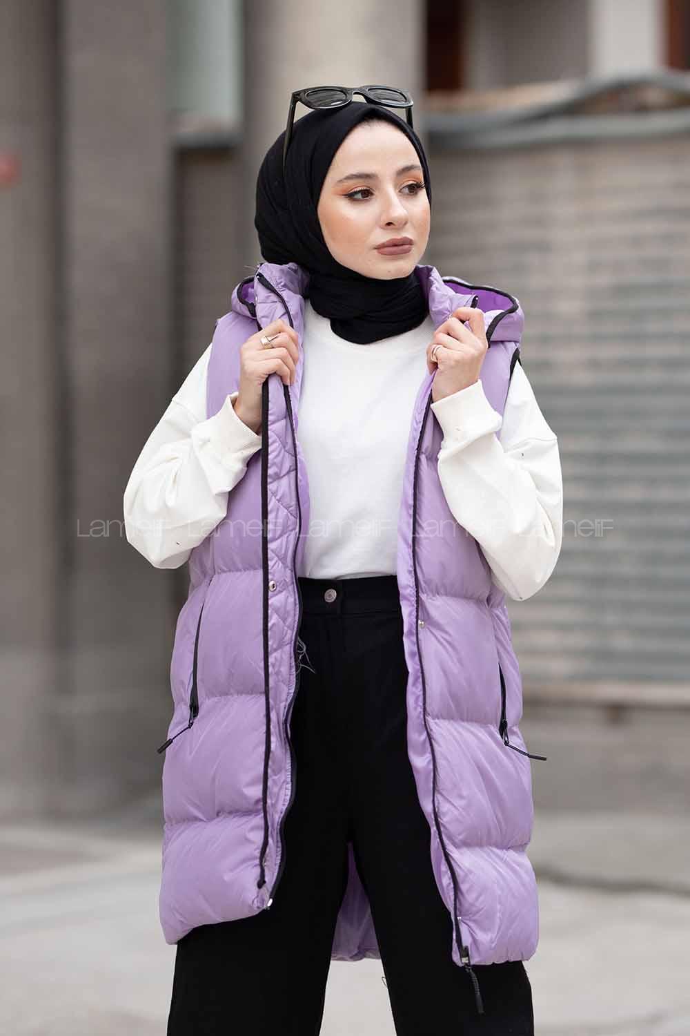 Modalamelif Arkası Lastikli Şişme Yelek Lila