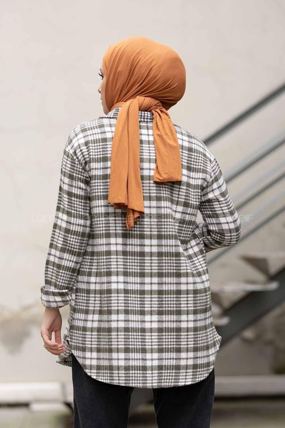 Modalamelif Çift Cepli Ekose Desen Gömlek Haki