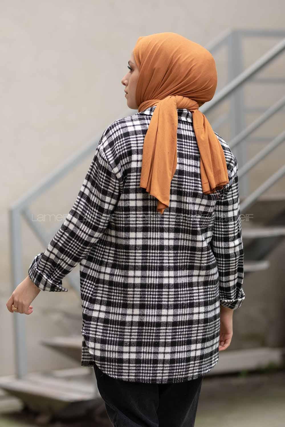 Modalamelif Çift Cepli Ekose Desen Gömlek Siyah