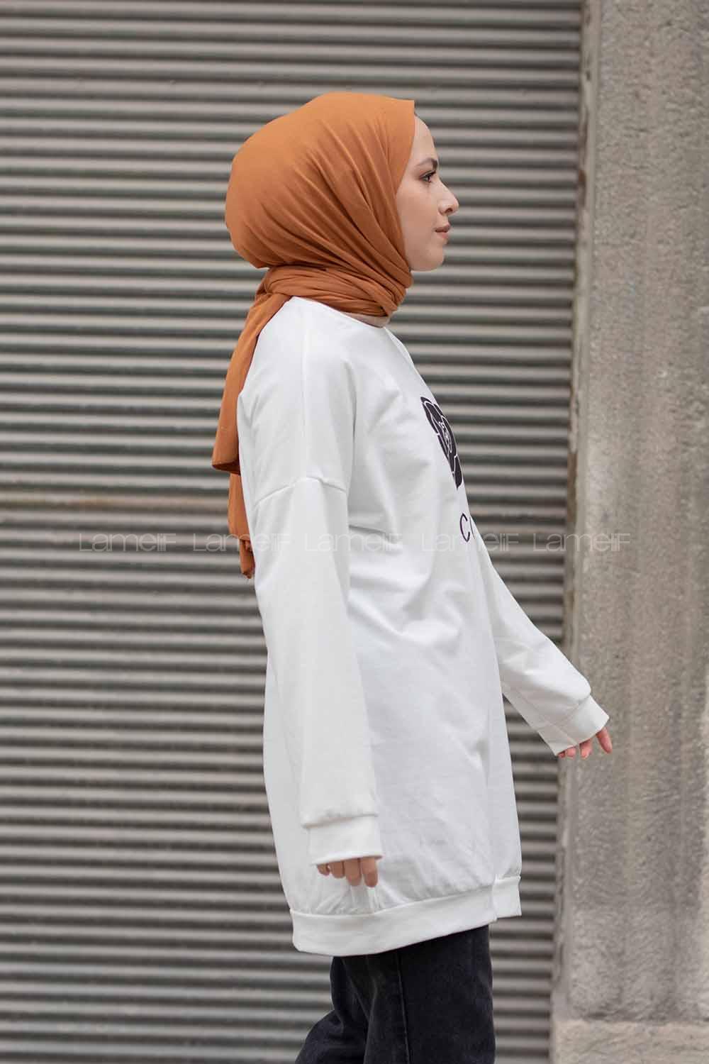 Modalamelif Coco Baskılı Sweatshirt Ekru Siyah