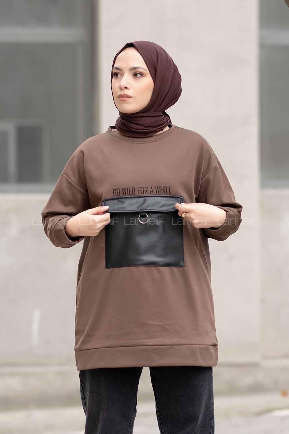 Modalamelif Go Wıld For Deri Cepli Tunik Kahve