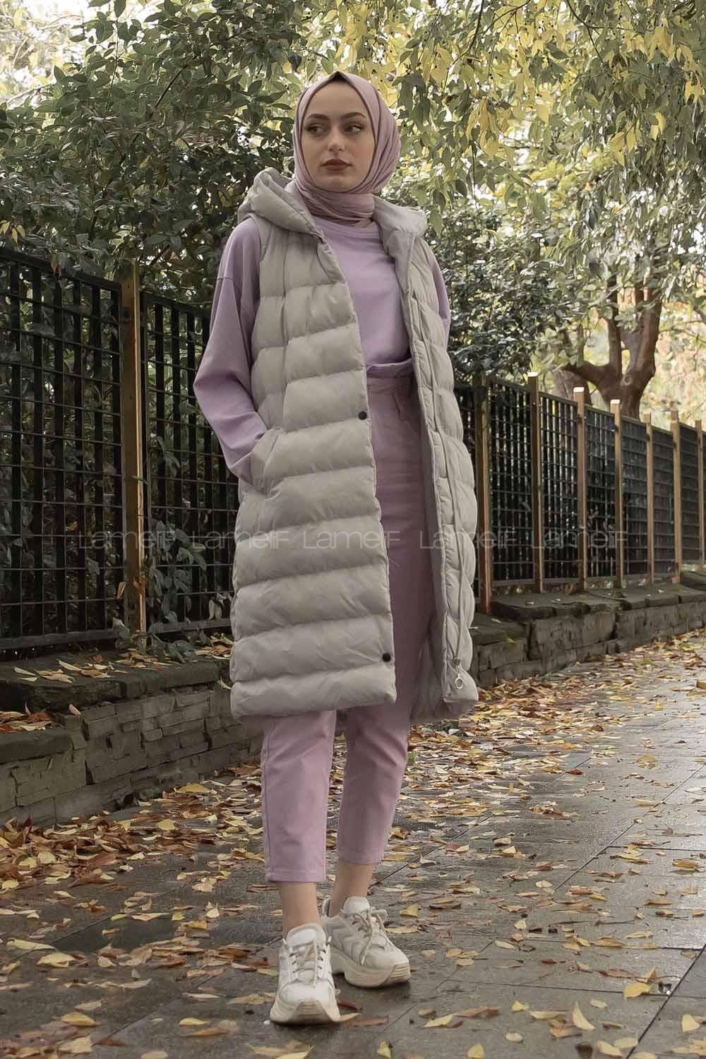 Modalamelif Kapşonlu Bohem Şişme Yelek Taş