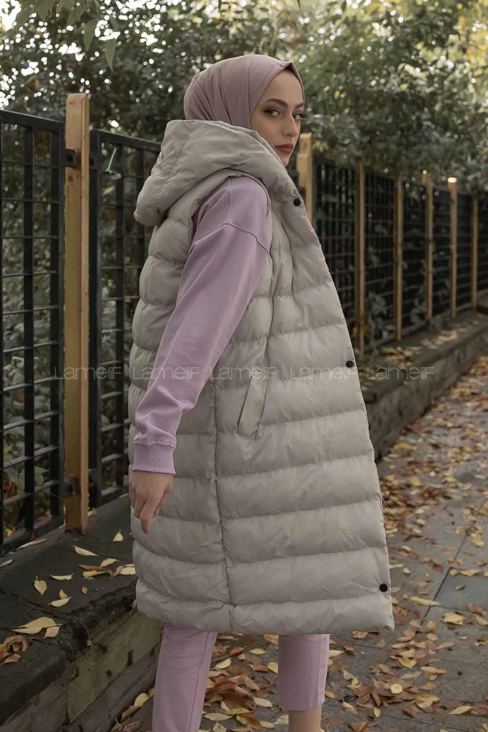 Modalamelif Kapşonlu Bohem Şişme Yelek Taş