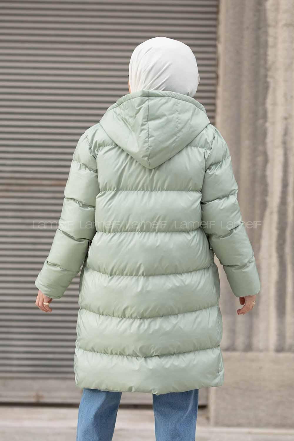 Modalamelif Önü Fermuarlı Şişme Mont Mint Yeşili