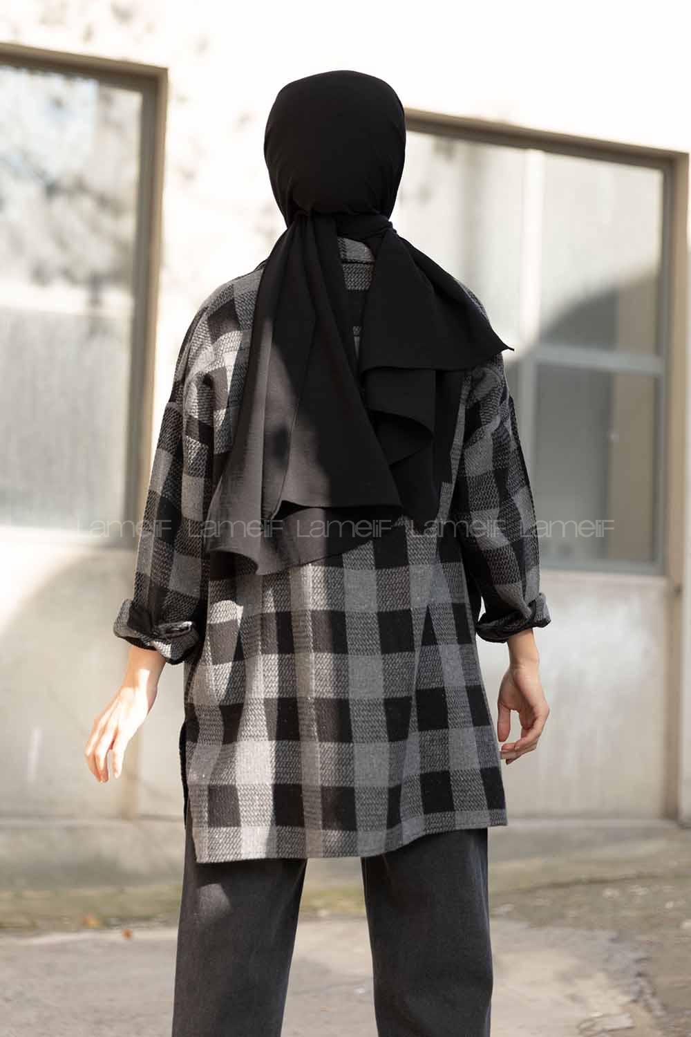 Modalamelif Tek Cepli Oduncu Gömlek Gri Siyah