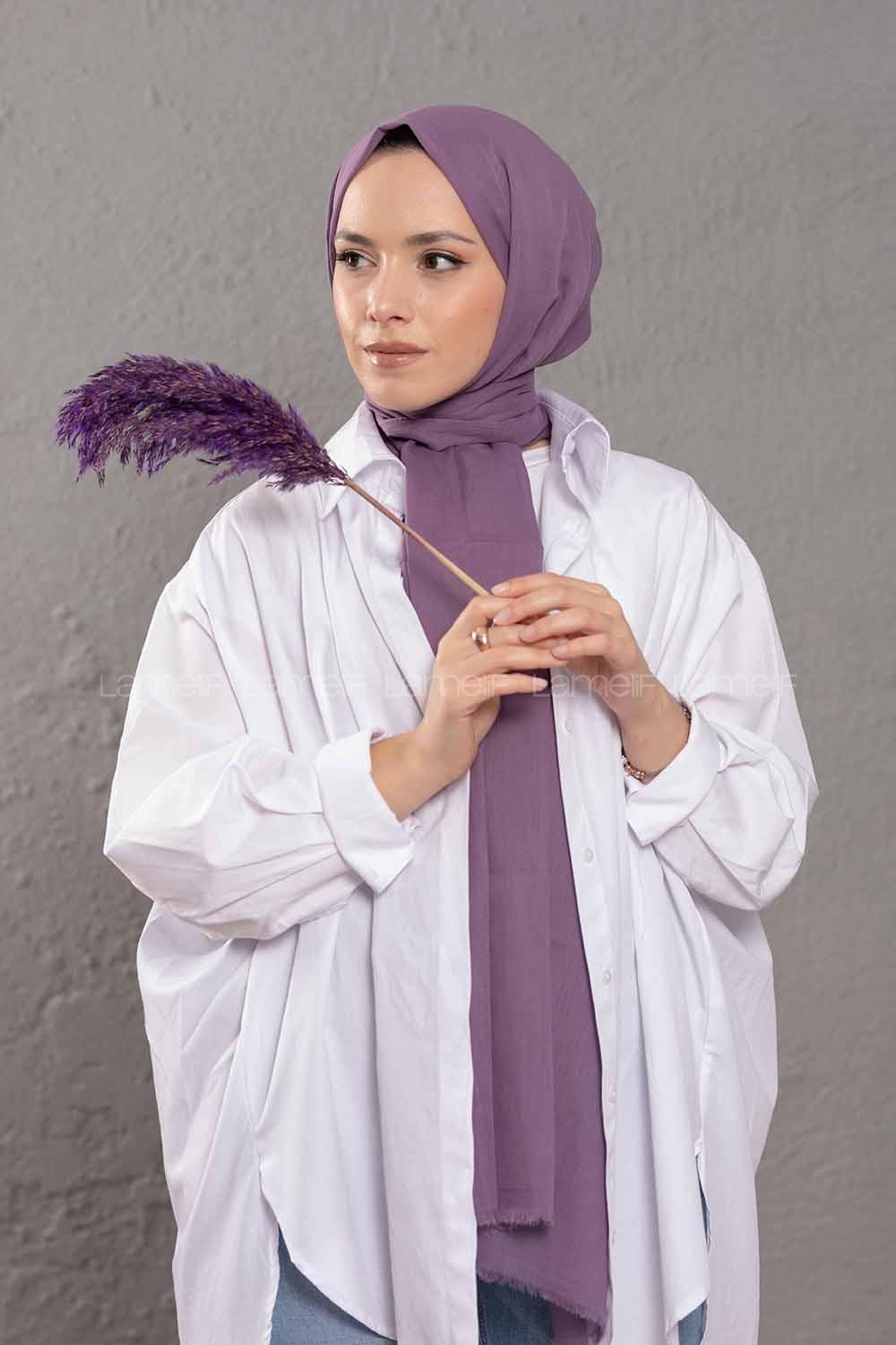 Modalamelif Koyu Lila   Pamuk Vual Şal