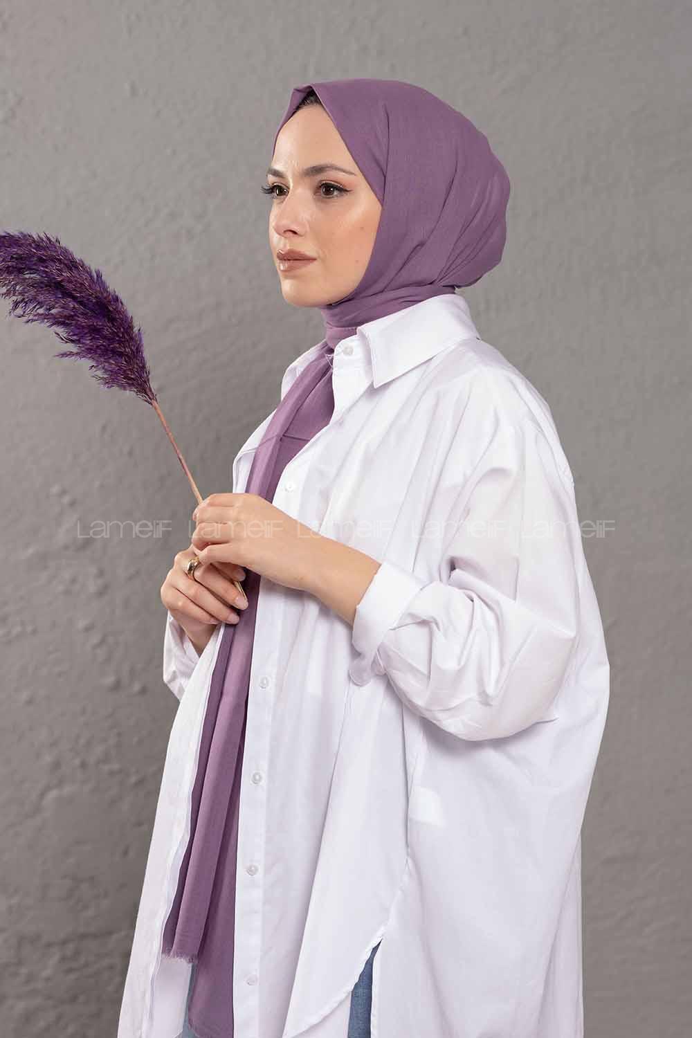 Modalamelif Koyu Lila   Pamuk Vual Şal