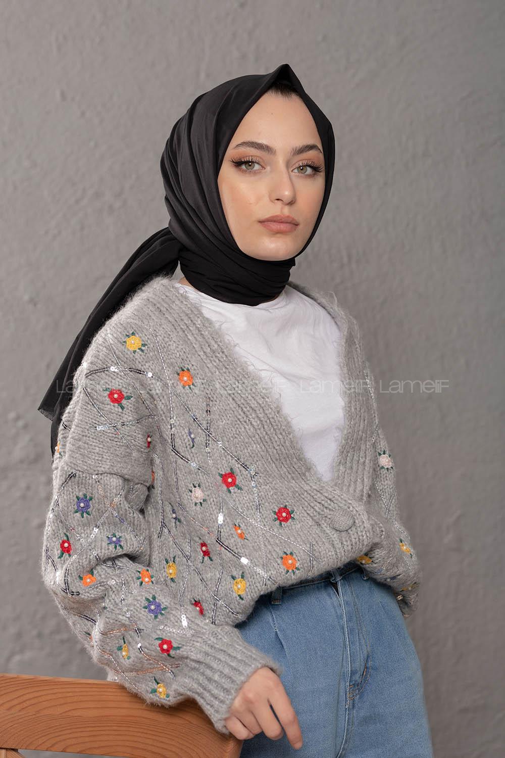 Modalamelif Organik Düz Doku Pamuk şal Siyah