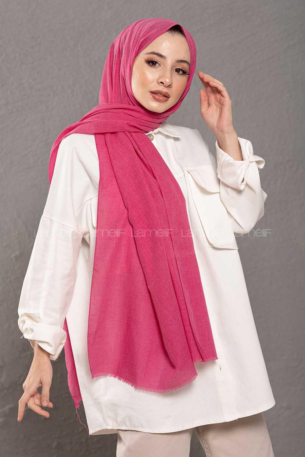 Modalamelif  Fuşya Keten Şal