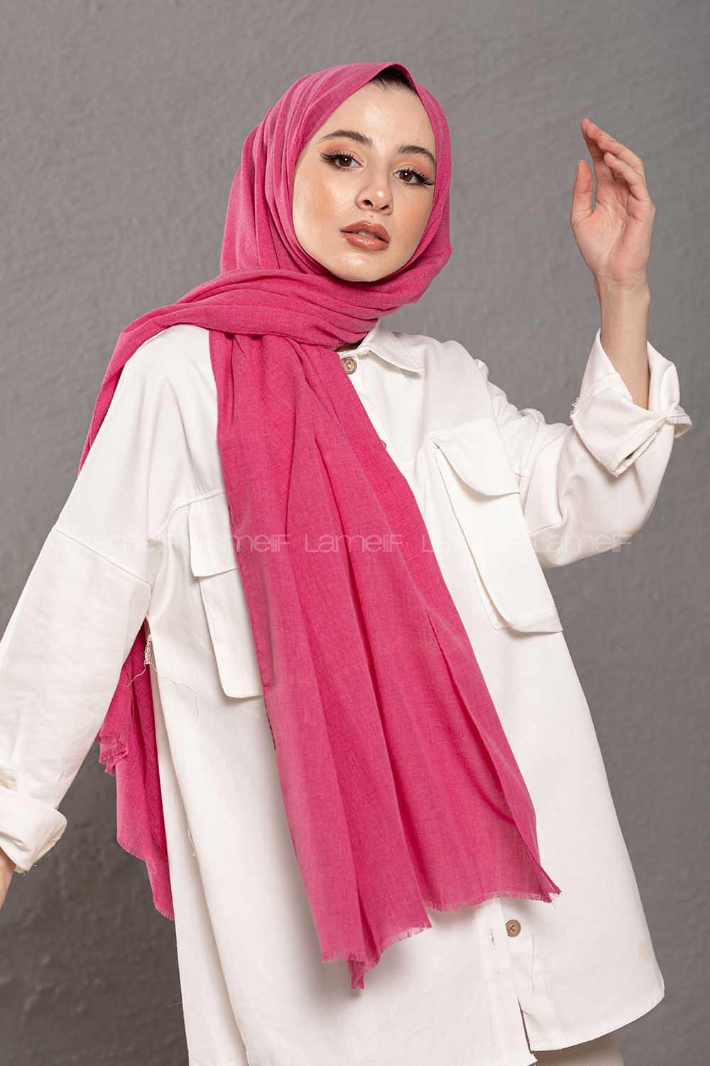 Modalamelif  Fuşya Keten Şal