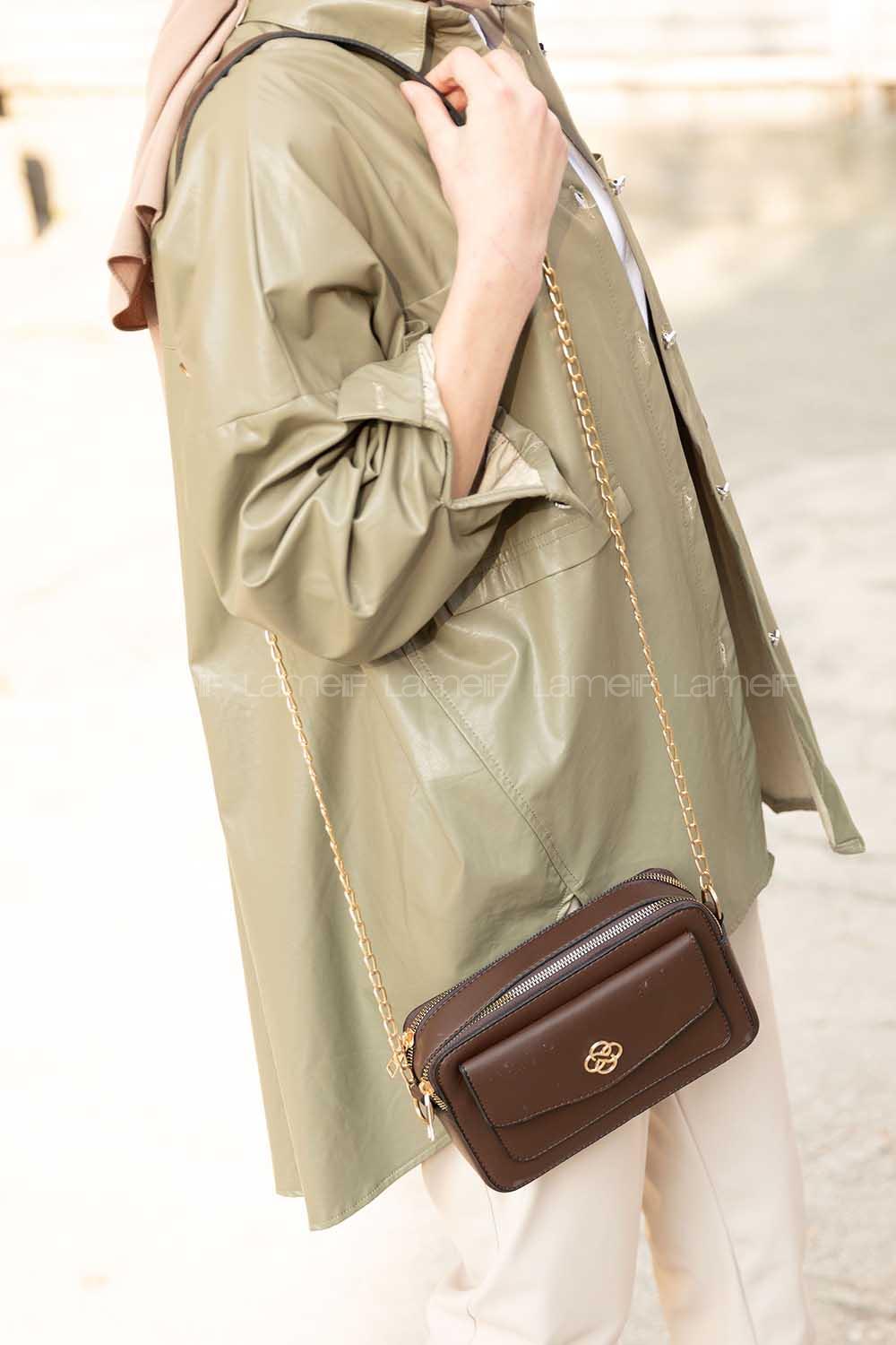 Modalamelif İki Bölemeli Miniadure Çapraz Çanta Acı Kahve