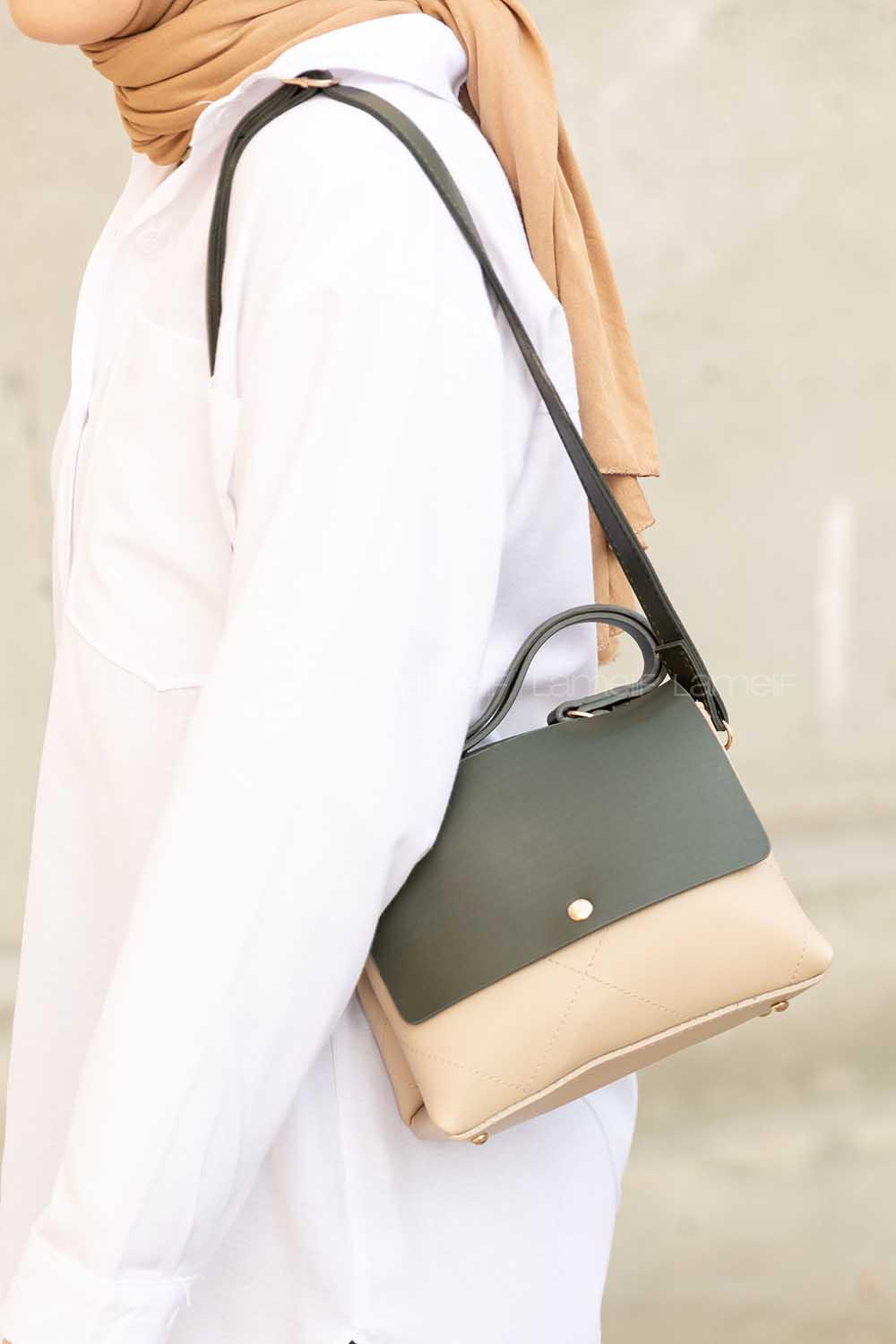 Modalamelif Kapak Renkli Çapraz Çanta Yeşil