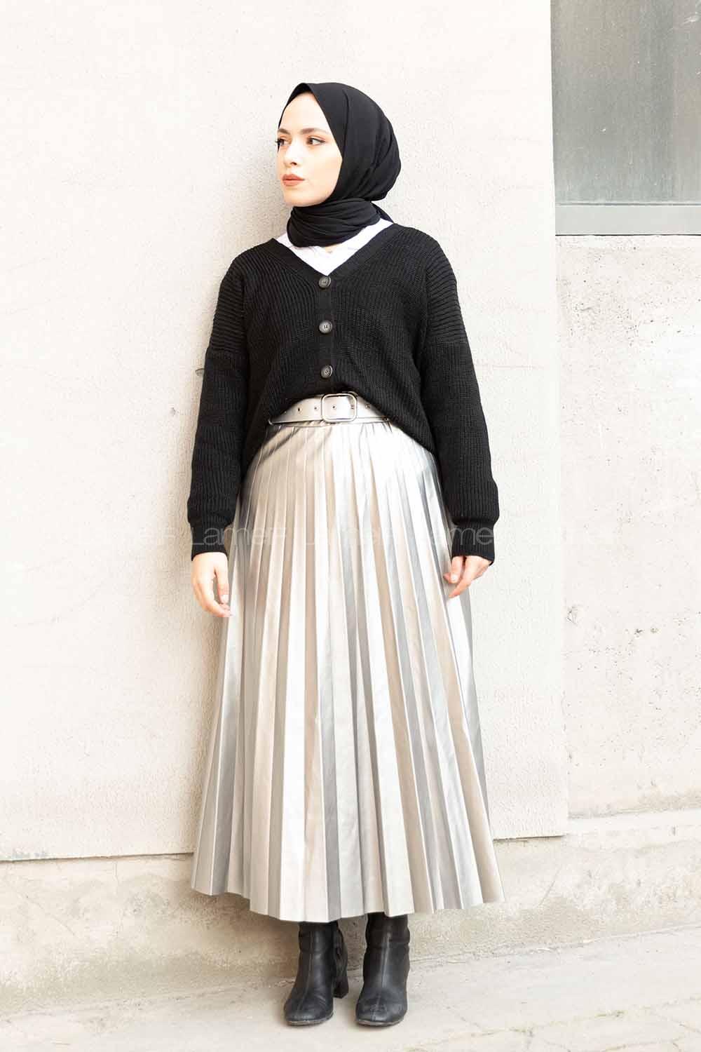 Modalamelif Düşük Kol Triko Hırka Siyah