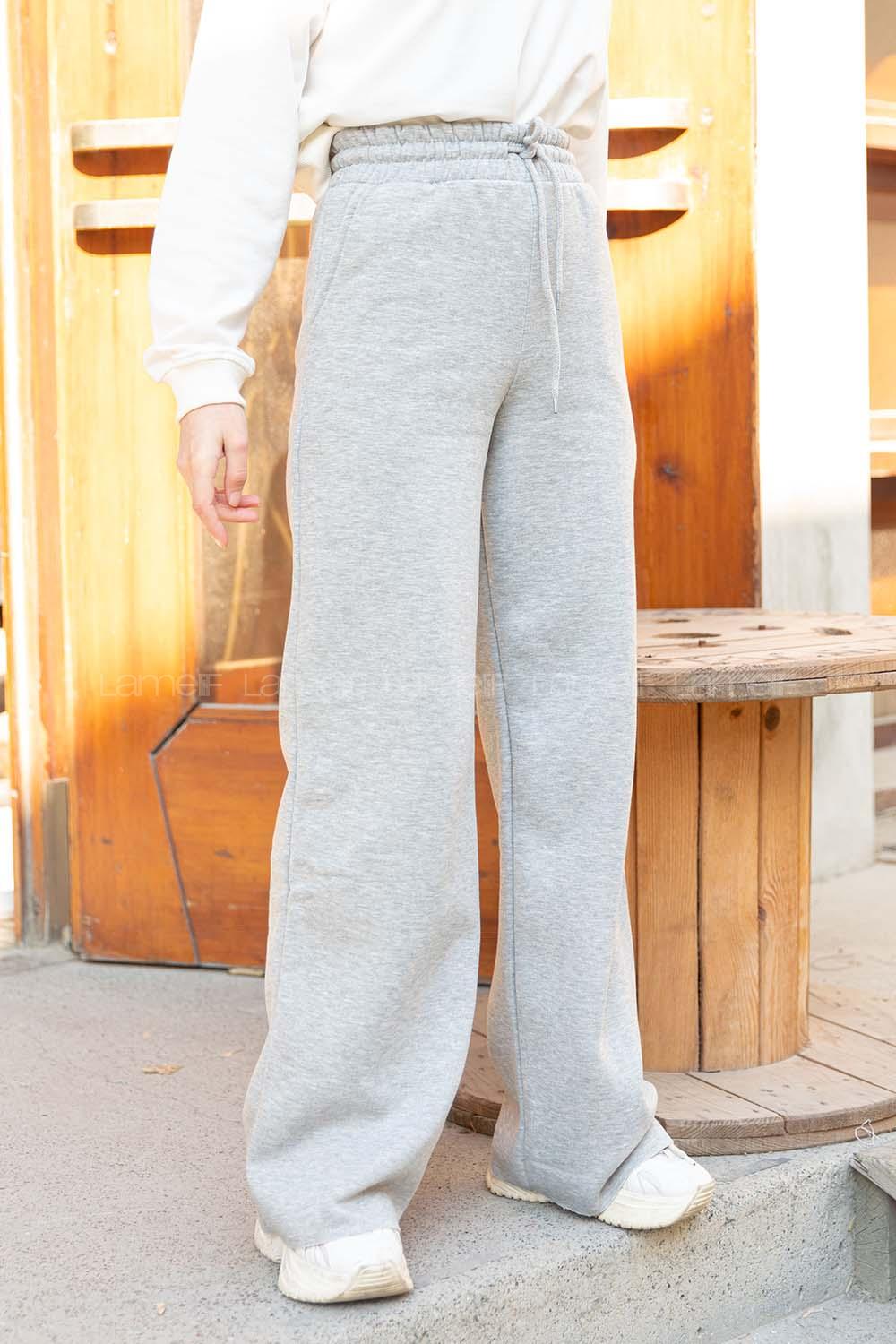 Modalamelif Bel Lastikli Bol Paça Eşofman Açık Gri