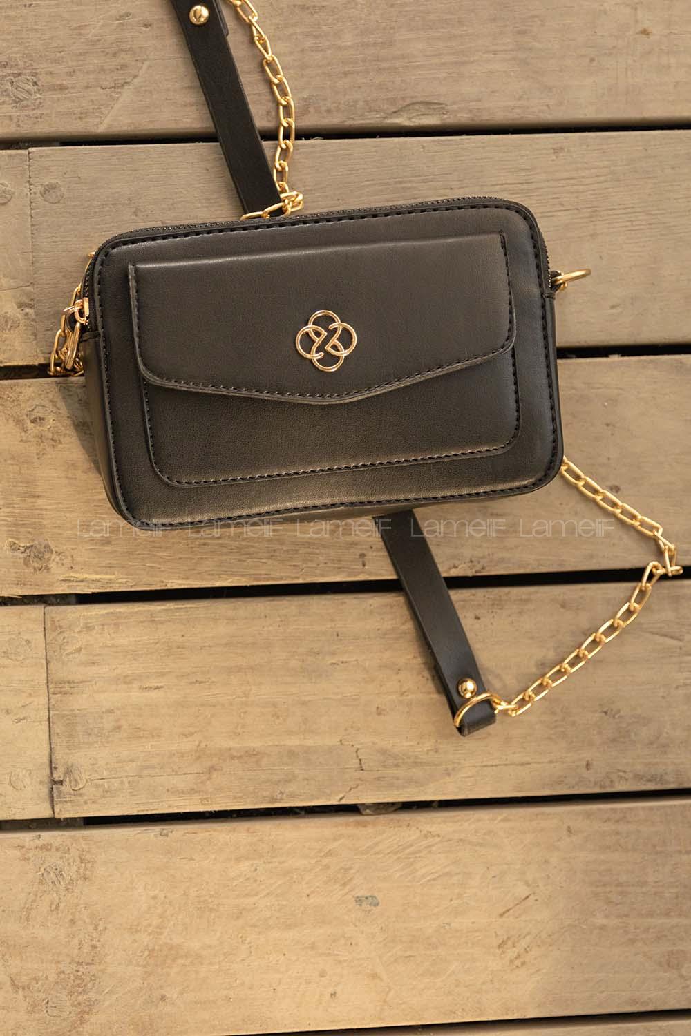 Modalamelif İki Bölemeli Miniadure Çapraz Çanta Siyah