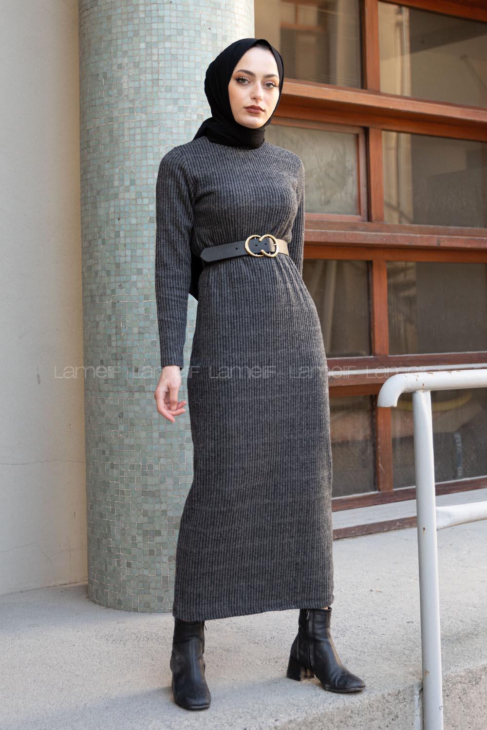 Modalamelif Füme Fitilli Triko Elbise