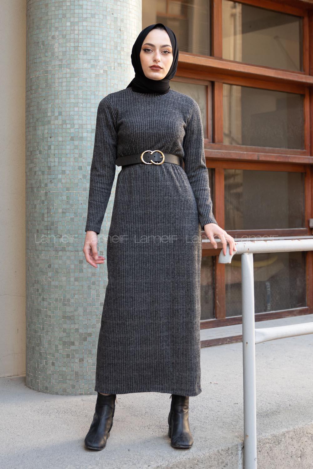 Modalamelif Füme Fitilli Triko Elbise