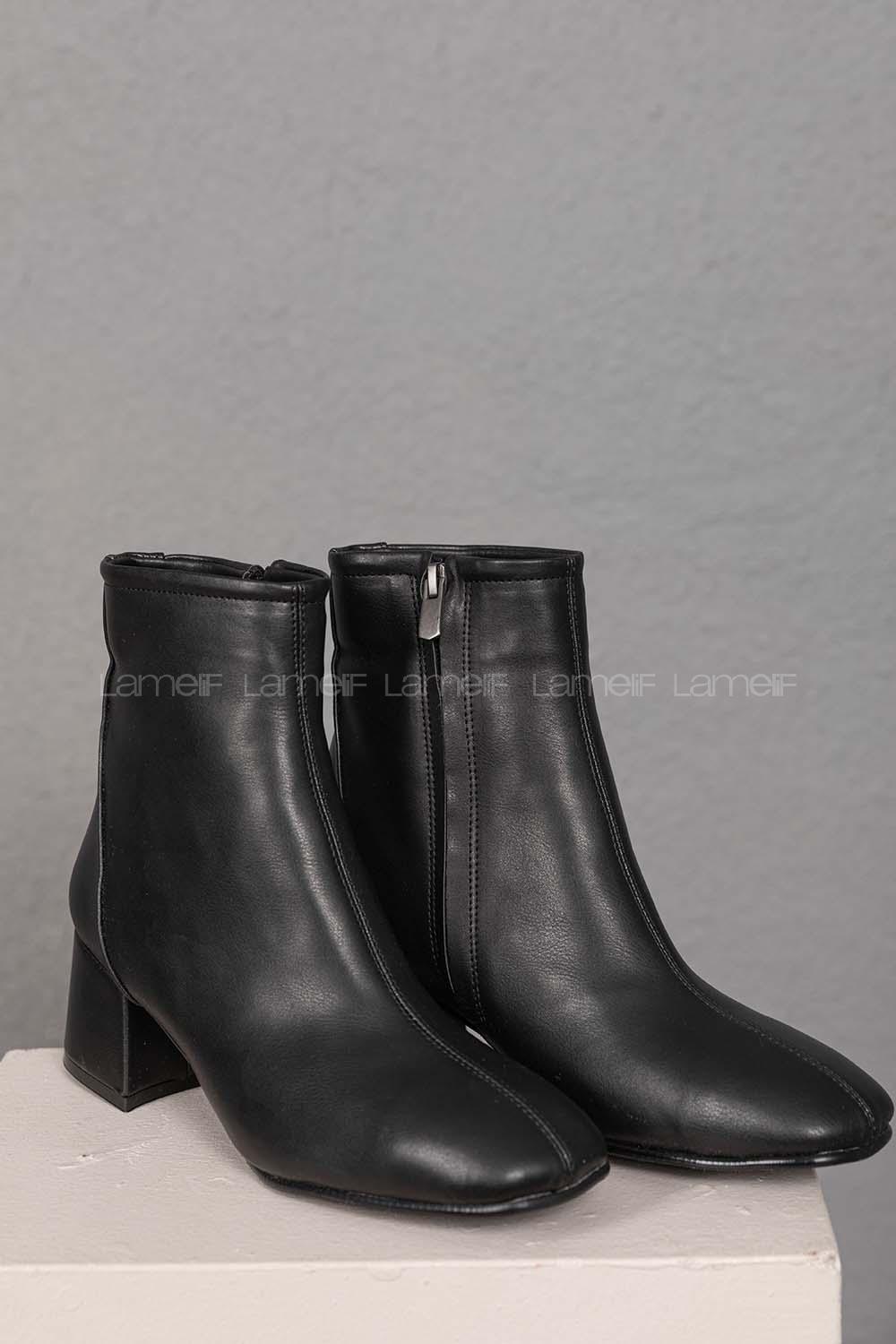 Modalamelif Küt Burun Dikişli Siyah Bot