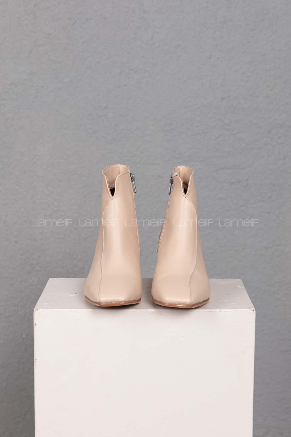 Modalamelif Küt Burun Fermuarlı Ten Rengi Bot