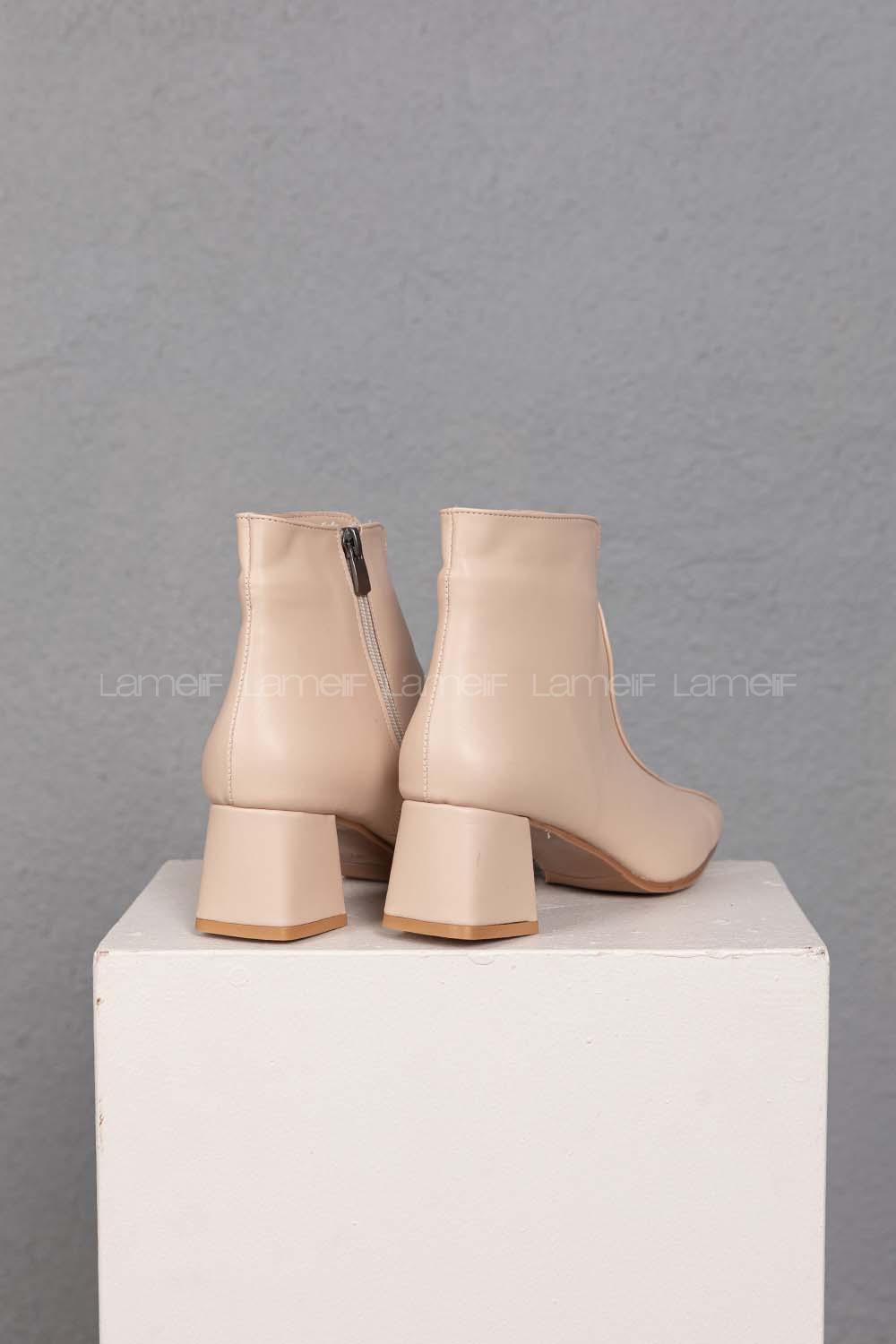 Modalamelif Küt Burun Fermuarlı Ten Rengi Bot