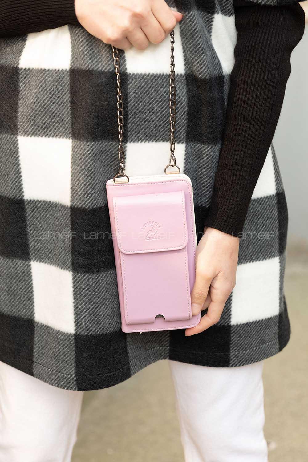 Modalamelif Zincir  Askılı Cüzdan Çanta Lila