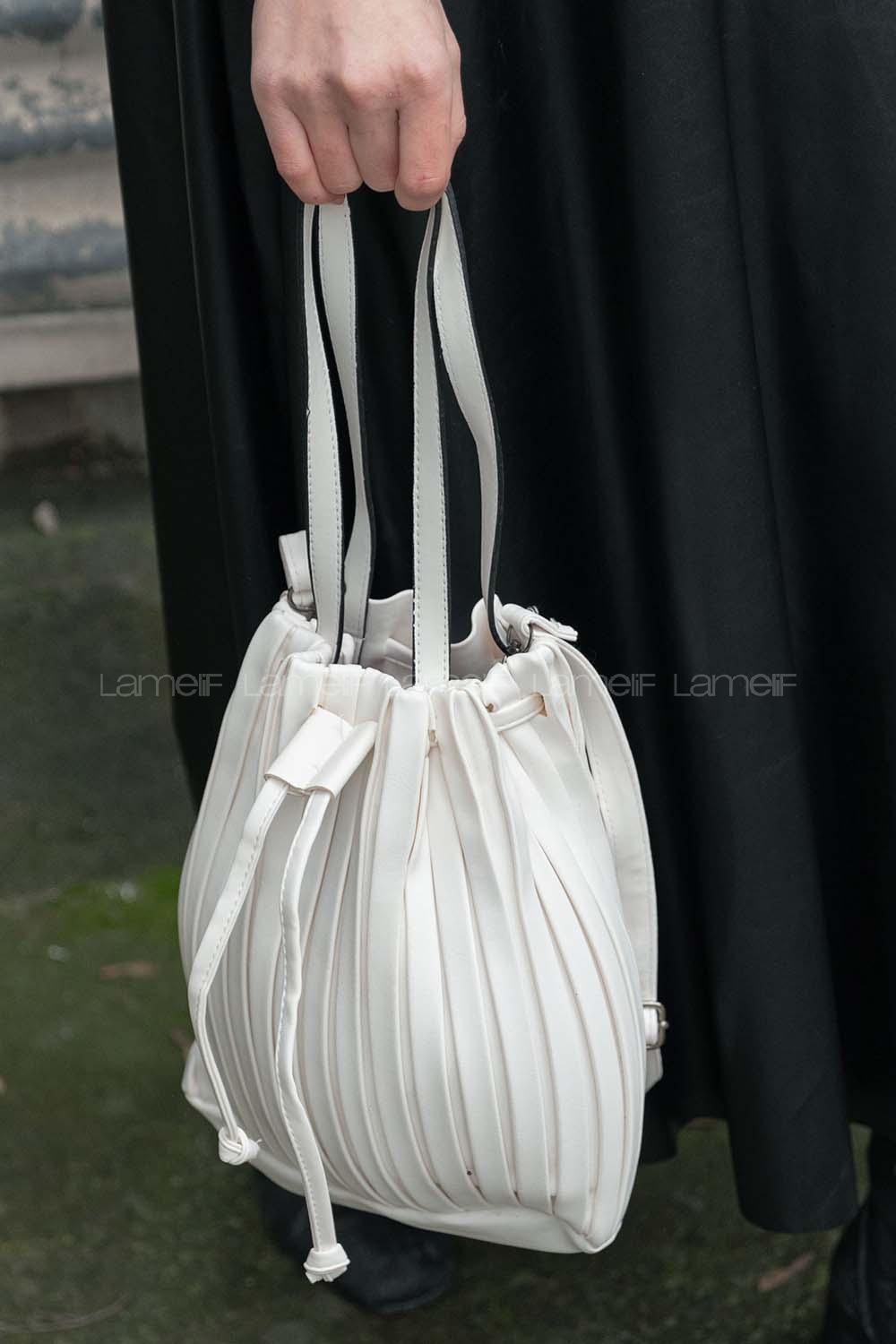 Modalamelif Bagmori Pileli Çapraz Çanta Beyaz