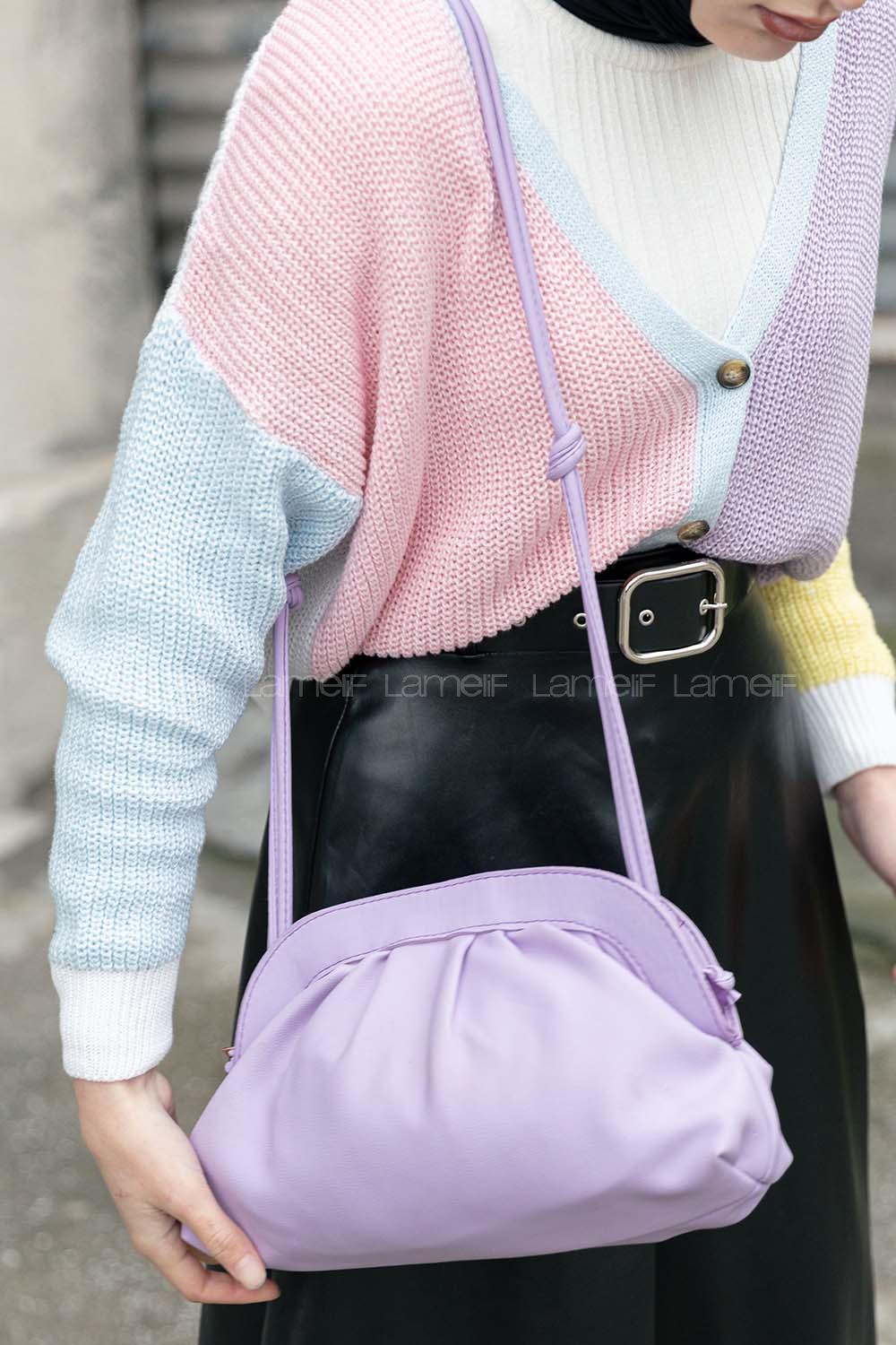 Modalamelif Botega Model Çapraz Çanta Lila