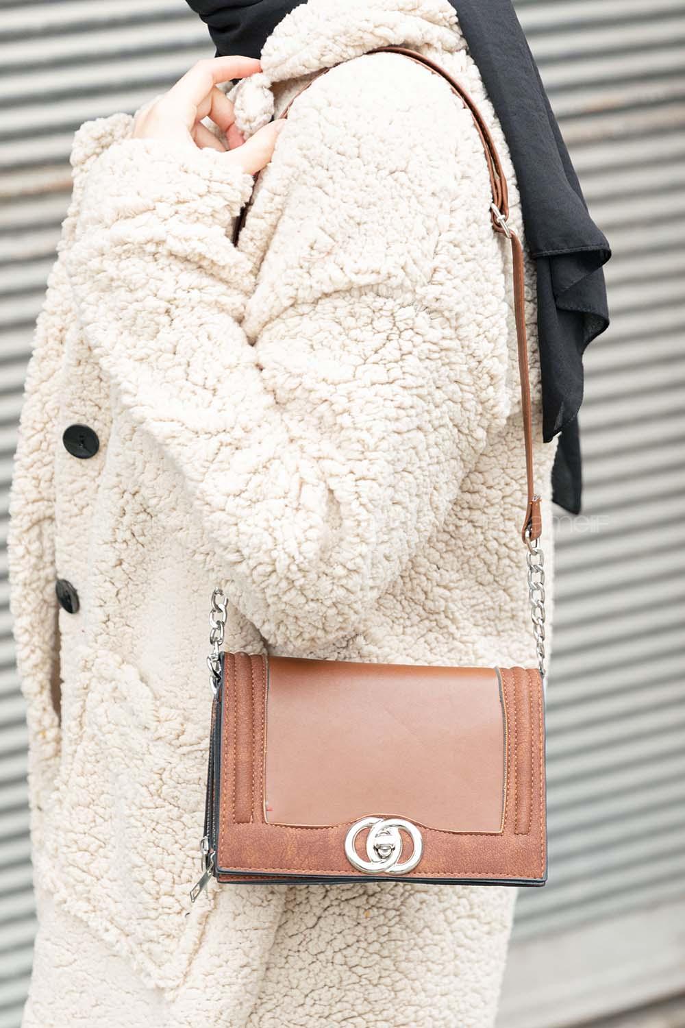 Modalamelif Kapak Kilitli Çapraz Çanta Taba