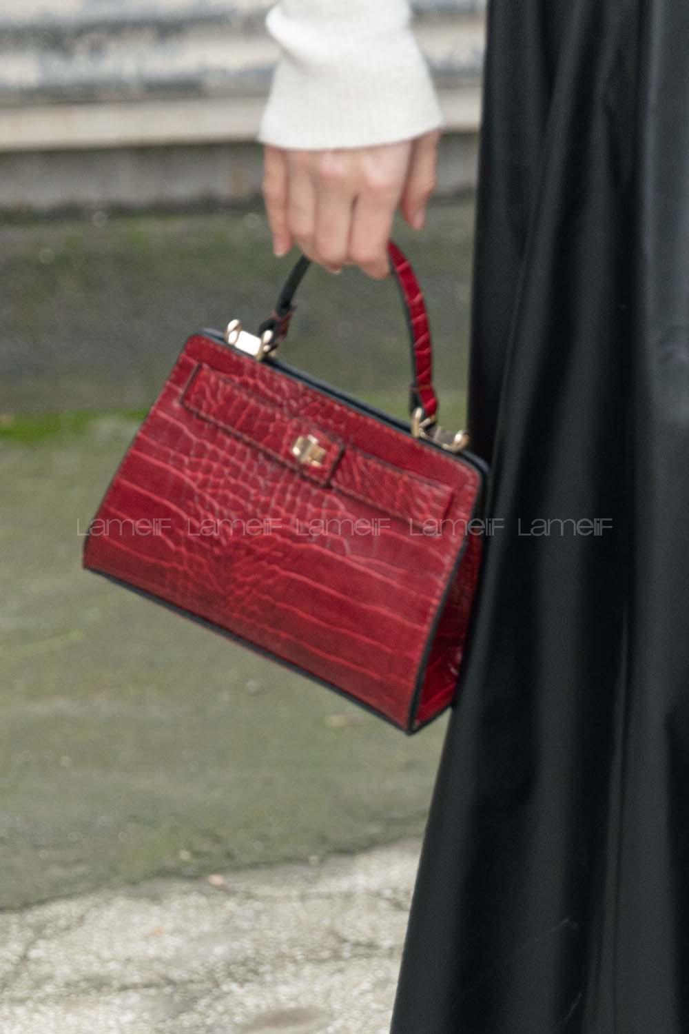 Modalamelif Trok Desen Çapraz Çanta Bordo