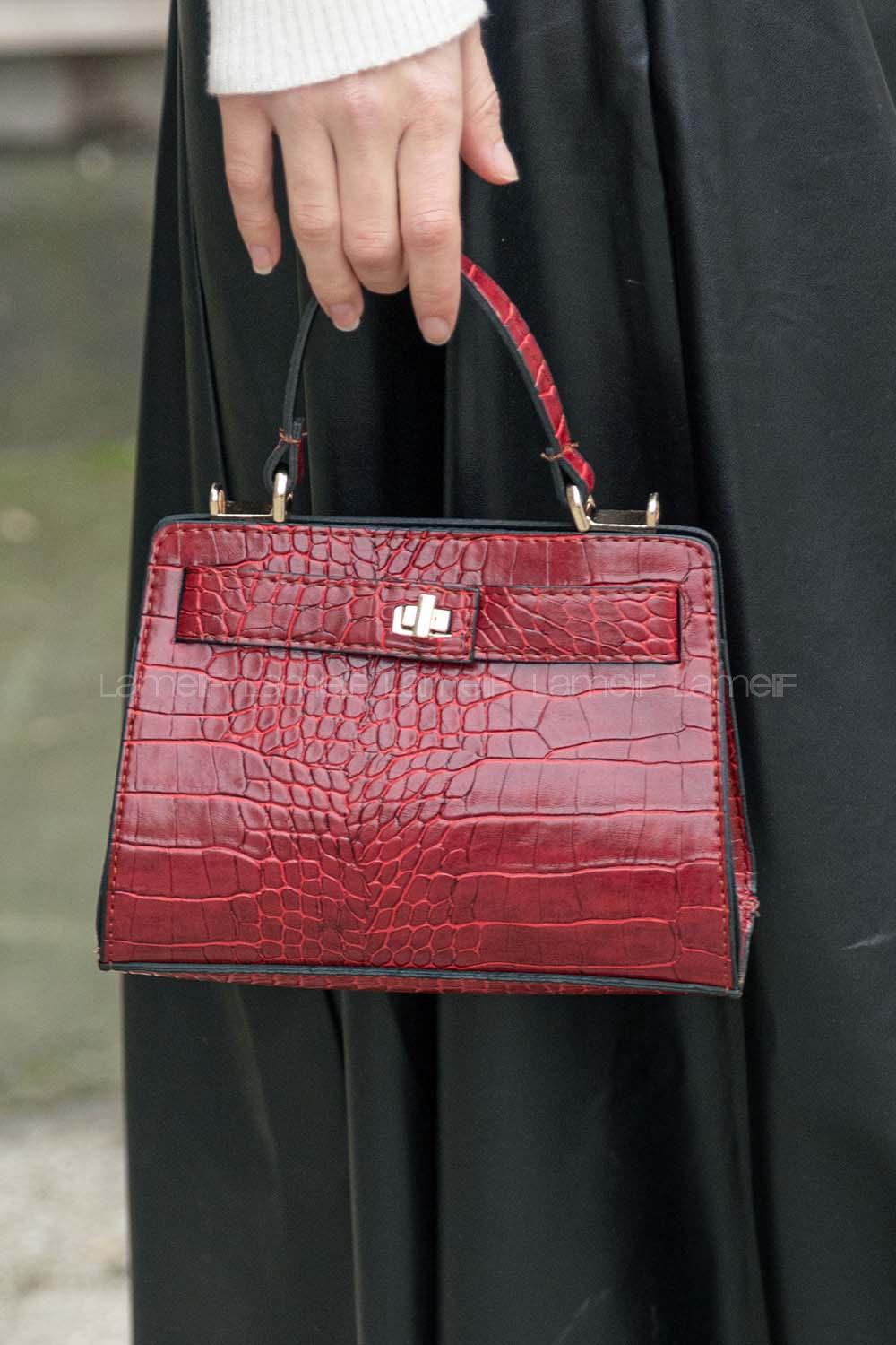 Modalamelif Trok Desen Çapraz Çanta Bordo