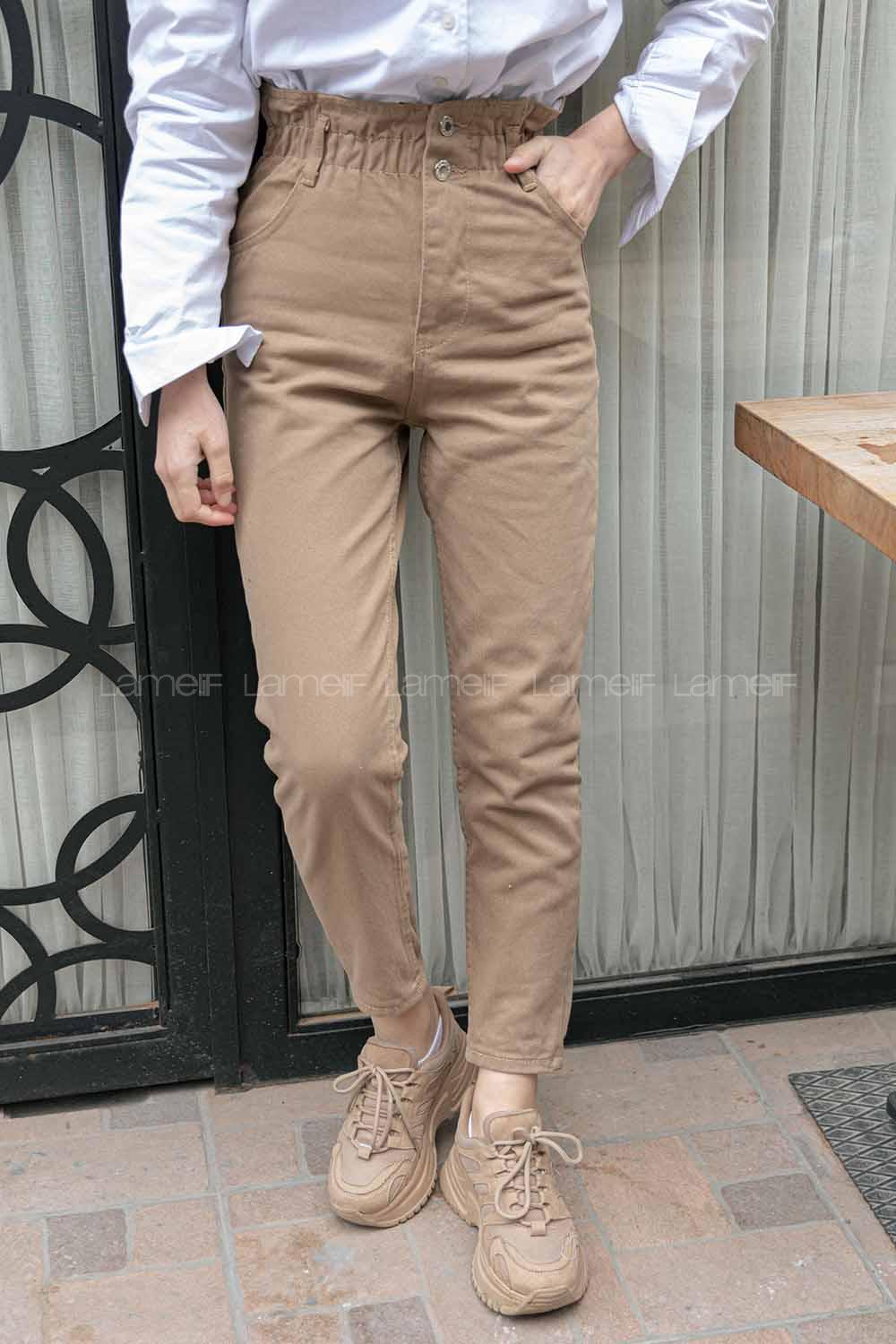 Modalamelif Beli  Lastikli Çift Cepli Jean Kum Beji