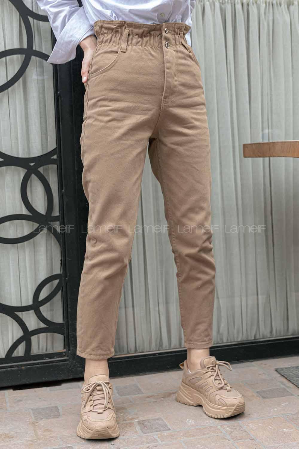 Modalamelif Beli  Lastikli Çift Cepli Jean Kum Beji