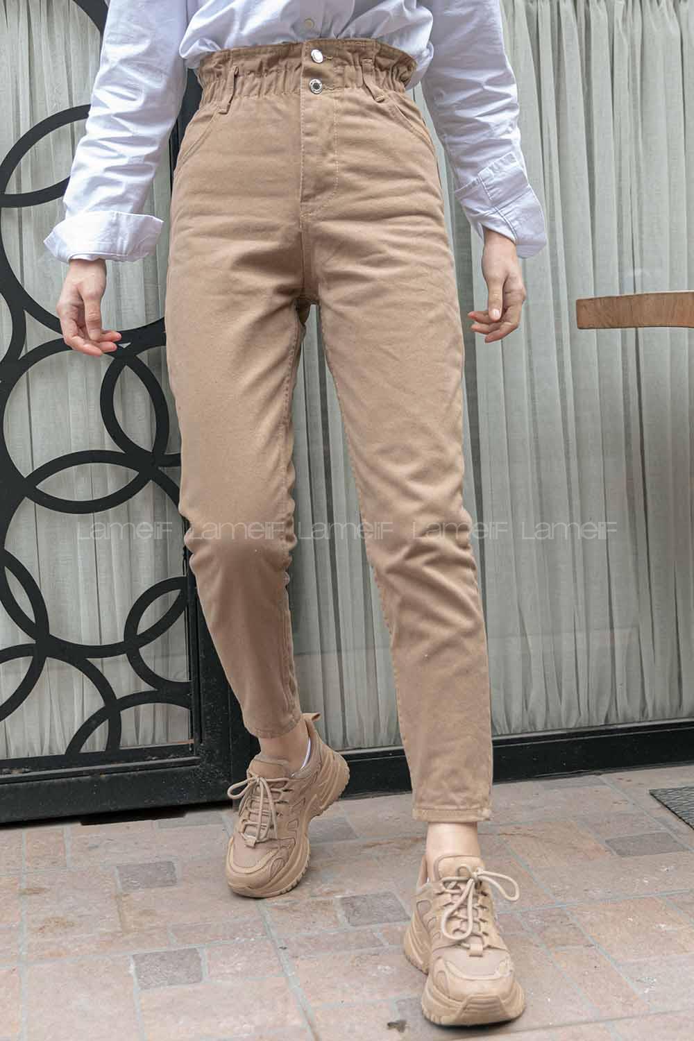 Modalamelif Beli  Lastikli Çift Cepli Jean Kum Beji