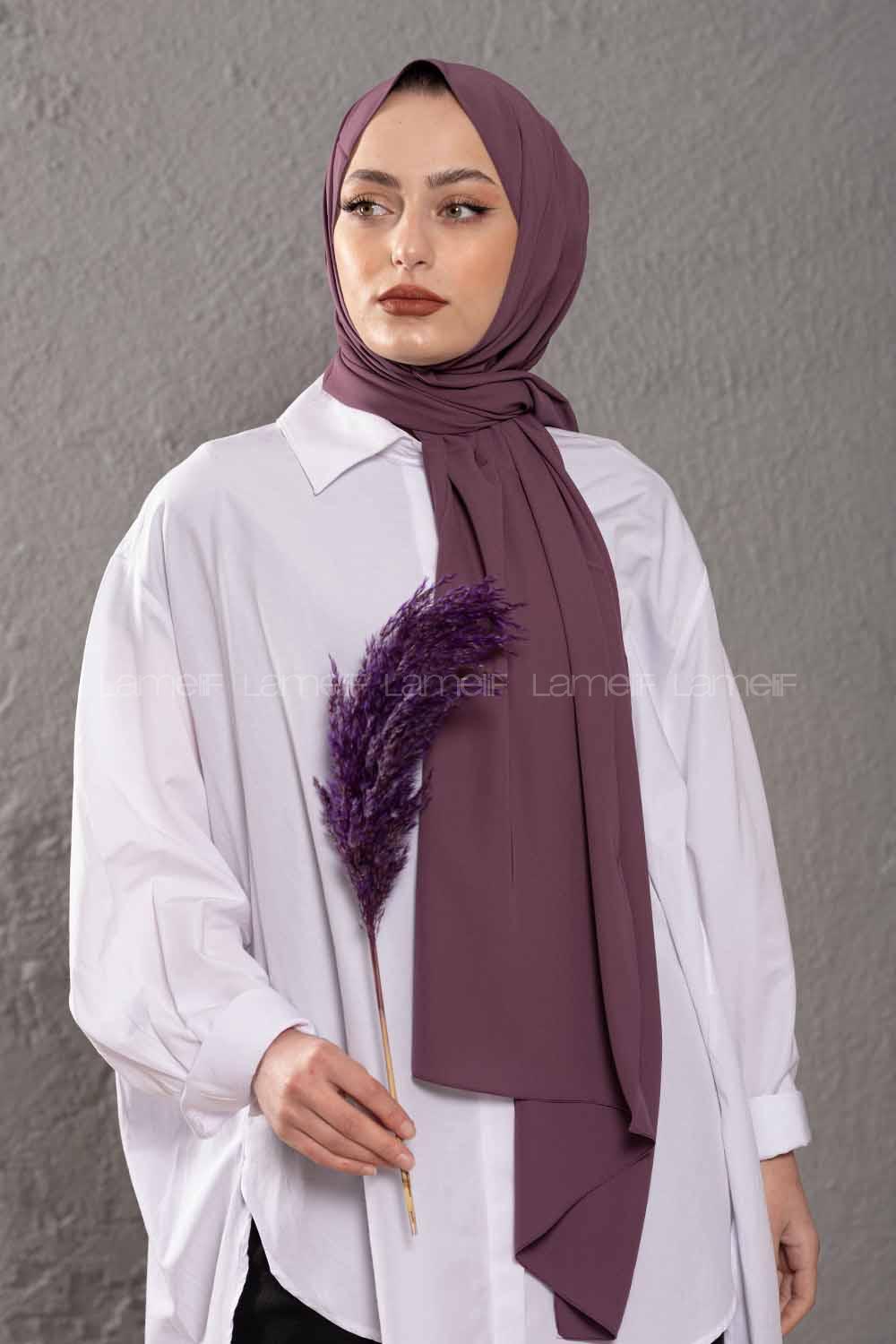 Modalamelif İnce Medine İpeği Koyu Lila Şal